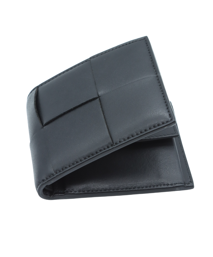 Black Bottega leather wallet on a white background