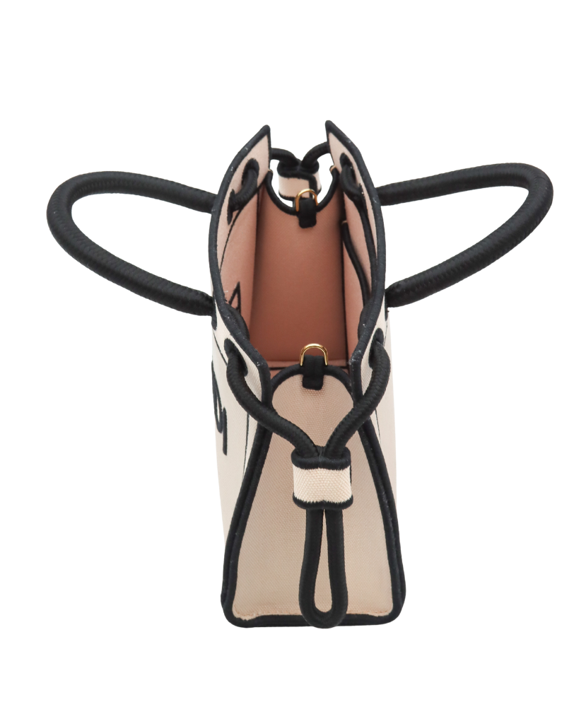 Fendi Beige handbag with black accents on a white background