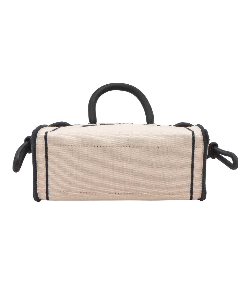 Fendi Beige rectangular bag with black handles and straps on a white background